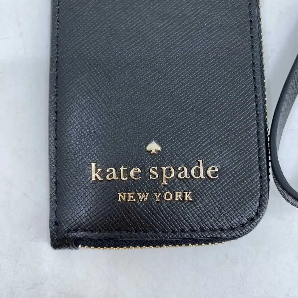 Kate Spade Black Leather Wristlet | OS Regular Clutch